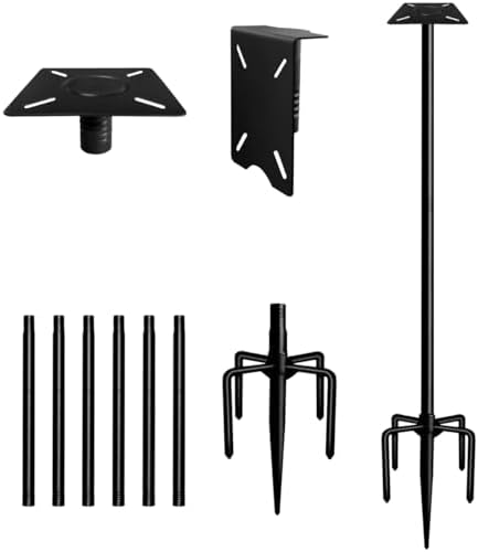 105 Inch Smart Bird Feeder Pole with 5-Prong Base, Adjustable Bird House Pole Mount Kit for Outdoors, Heavy Duty Bird Feeder Stand for Wild Birds Watching, Black
