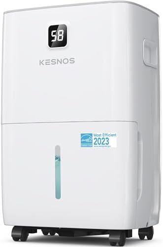 Kesnos 120 Pints Energy Star Dehumidifier for Home & Basement with Drain Hose, Front LED Display and 1.06 Gal Water Tank, Ideal for Spaces up to 6,500 Sq. Ft., Featuring Auto Defrost & Timer Function