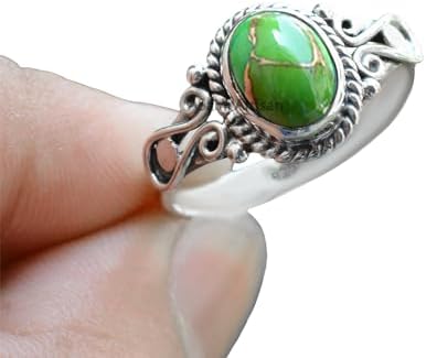 Elegance in Every Detail: Handmade 925 Sterling Silver Rings with 6x8 Oval Natural Gemstones (US Ring size 4, Amethyst)