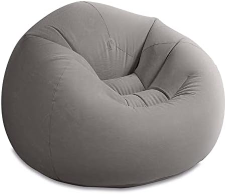 Intex 68579EP Beanless Bag Inflatable Lounge Chair: Corduroy Textured Flocking – Durable Vinyl – Folds Compactly – 220lb Weight Capacity – 45" x 45" x 28"