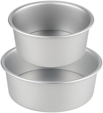 Round Cake Pan Set - 6" and 8" Aluminium Cake Pans with Removable Base Round Cake Baking Pans for Birthdays Wedding and Home Party