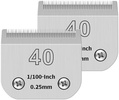 40# Pet Dog Grooming Detachable Ceramic Blades,Compatible with Andis,Oster A5,Wahl KM10 Clippers,Cut Length 1/100"(0.25mm)-2 PCS