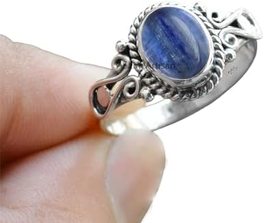 Elegance in Every Detail: Handmade 925 Sterling Silver Rings with 6x8 Oval Natural Gemstones (US Ring size 4, Amethyst)