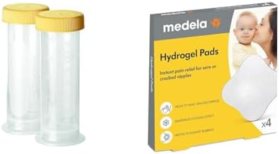 Medela Breast Milk Storage Bottles 12 Count 2.7 Ounce Leak Proof Lids with Hydrogel Pads for Sore Nipple Pain Relief
