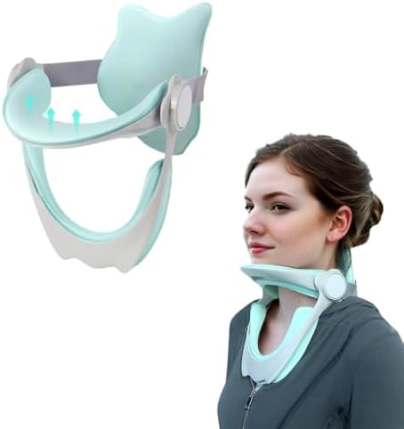 360°Adjustable Neck Brace for Neck Pain and Support, Cervical Neck Traction Device for Home Use, Neck Stretcher Neck Decompression Devices for Forward Head Posture Correction, Green