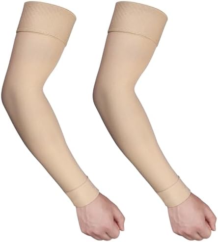 Ailaka Medical Compression Arm Sleeves for Men Women - 20-30 mmHg Lymphedema Compression Sleeves Support for Arms Pain