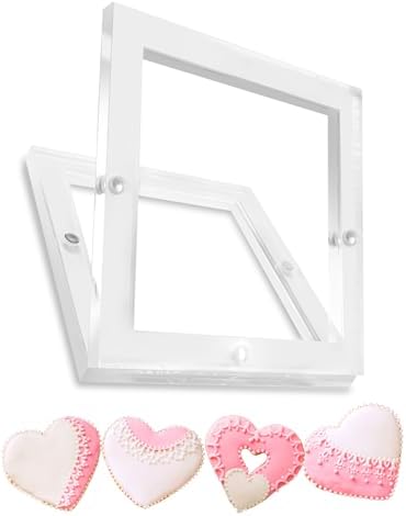 Acrylic Cookie Stencils Partner, 6"x6" Magnetic Cookie Stencil Frame Stencil Holder for Royal Icing Fondant Airbrushing, Magnetic Template Frame for Cooking Decorating Baking Tool