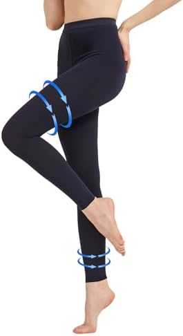 AMZAM® Medical Compression Pantyhose for Women & Men, 20-30 mmHg Graduated Compression Leggings, Opaque Footless Waist High Compression Stockings for Edema, Varicose Veins, Post Surgery,Navy Blue S