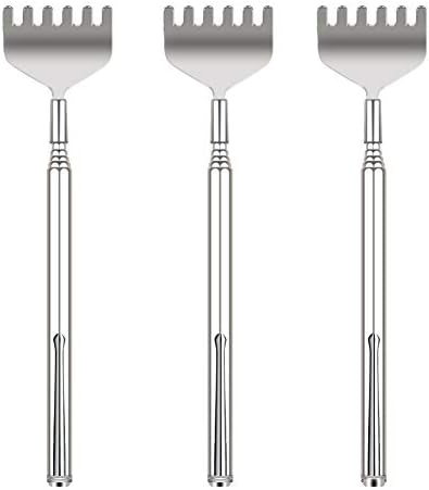 Extendable Back Scratcher for Men 3 Pack Portable Telescopic Metal Back Scratchers/Hand Massager with Pocket Clip for Thanksgiving, Birthday, Christmas Gifts