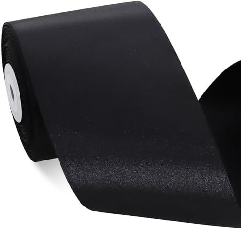 TONIFUL Black Satin Ribbon 3 Inch X 25yds Solid Silk Ribbons for Gift Wrapping, Craft, Floral Bouquets, Valentine's Day Christmas Gift Wrapping, Party Wedding Decoration,Halloween