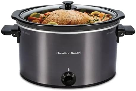 Hamilton-Beach 10 Quart Slow Cooker Black, Large Capacity with Lid Lock, Manual Temperature Control, Dishwasher Safe Stoneware, Keep Warm Setting, Perfect for Roasts, Stews, and Soups