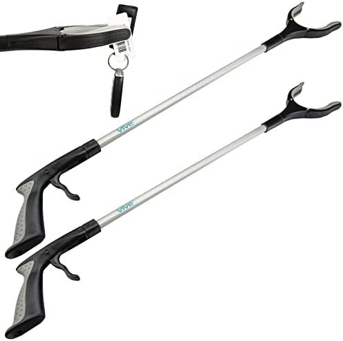 Vive Reacher Grabber Tool - 32" Extra Long Pickup Aid (2 Pack) - Trash Picker Upper, Rotating Hand, Heavy Duty Grip Arm - Reaching Assist for Litter, Elderly, Garden Nabber, Disabled, Handicap Arm
