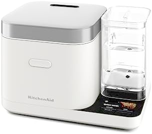 KitchenAid Grain and Rice Cooker 8 Cup with Automatically Sensing Integrated Scale + Water Tank, KGC3155, Porcelain White