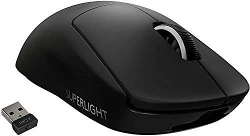 Logitech G PRO X Superlight Wireless Gaming Mouse, Ultra-Lightweight, Hero 25K Sensor, 25,600 DPI, 5 Programmable Buttons, Long Battery Life, Compatible with PC/Mac - Black (Renewed)