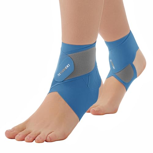 Ultra Thin Ankle Wraps Ankle Brace for Men ＆ Women, Adjustable Ankle Straps for Arch, Sprained Foot, Tendinitis, Football, Basketball, Running（Royal Blue, 2 Pack）