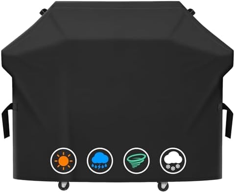 Heavy Duty 600D Polyester Cover Compatible with Cuisinart CGWM-040 and Most 4-5 Burner Gas Grill Cover, 60" L x 24" W x 46" H, Black