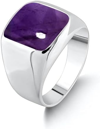 Solid 925 Sterling Silver Cushion Shape Gemstone Men Signet Ring, Beautiful Handcrafted Christmas Gift for Fathers, Son, Boyfriend, Friend
