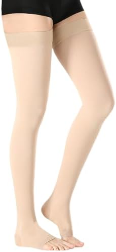 Open Toe Thigh High Medical Compression Stockings for Women & Men 20-30 mmHg Firm Graduated Support Hose Socks for DVT,Varicose Veins,Relief Shin Splints,Edema,Swelling