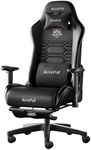 AutoFull C3 Gaming Chair, Racing Style Gaming Chair with Velvet Material Ergonomic Lumbar Support,Adjustable High Back PU Leather PC Chair,Black