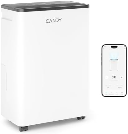 Candy 2000 Sq.Ft Dehumidifiers for Home, 25 Pints Portable Dehumidifier With Continuous/Auto Mode,0.66 Gal Tank, for Bedroom,Bathroom,Basement, Smart Control with Drian Hose Included