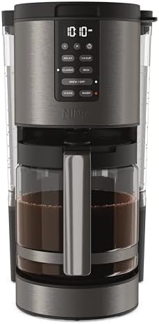 Ninja | Coffee Maker | 14-Cup Glass Carafe | Programmable | Includes Adjustable Warming Plate, Freshness Timer & Removable Water Reservoir | Black Stainless Steel | DCM201BK