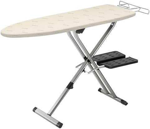Rowenta Pro Compact Ironing Board with Hanger Rack 18 x 54 Inches Space Saving, Folding, 4 Legs IB9100,Beige