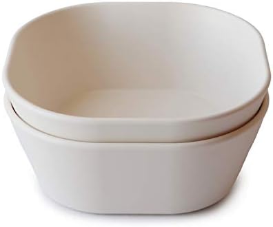 mushie Square Dinnerware Bowls for Kids | Made in Denmark, Set of 2 (Ivory)