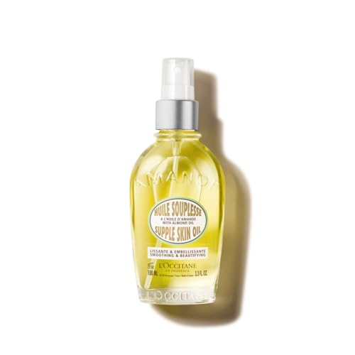 L'Occitane Almond Body Oil, Moisturizes, Nourishes, Hydrates, Softens Dry Skin, Absorbs Fast, Lightweight, Non-Greasy, Luxurious Post-Shower Skincare
