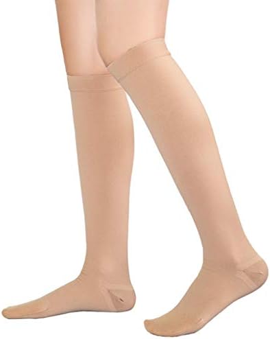 TOFLY® Compression Stockings (Pair), Grade Firm Support 20-30mmHg, Opaque, Unisex, Close-Toe Knee High Compression Socks for Varicose Veins, Edema, Shin Splints, Nursing, Travel, Beige XXL