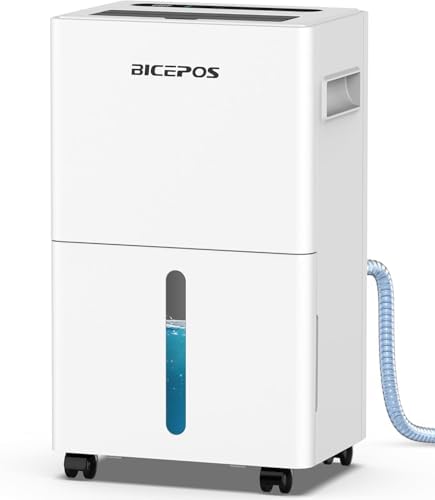 1500 Sq.Ft Dehumidifier for Basement with Drain Hose, 21 Pints Dehumidifiers for Home, Bathroom, Bedroom, Large Room, Continuous Drainage, Auto Defrost, Intelligent Humidity Control, 24H Timer