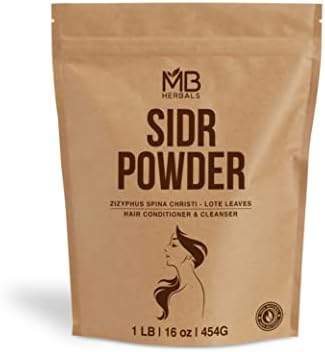 MB Herbals Sidr Powder 16 oz / 1 lb (454 Gram) | WildCrafted | Seder Lote Leaves | Ziziphus spina christi | Natural Hair Conditioner & Cleanser | Sidr 99.5%, Neem 0.5%