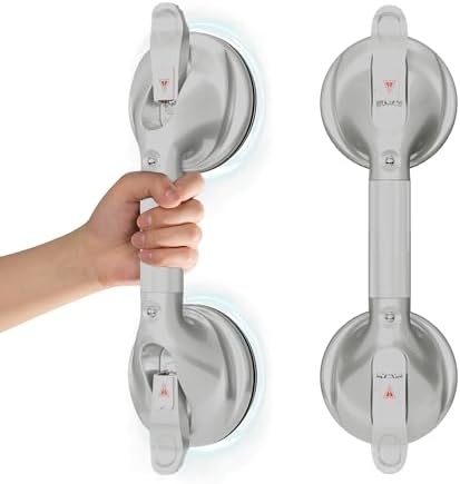DAILYLIFE Grab Bars for Bathtubs and Showers, 15 inch Shower Handles for Elderly Suction, 300lbs Safety Shower Grab bar for Seniors and Elderly, Gray(1 Pack)