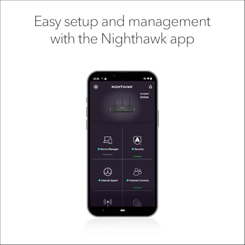 NETGEAR RAX36-100PAR AX3000 Nighthawk 4-Stream AX4 Up to 3 Gbps Wireless Speed WiFi 6 Router - Certified Refurbished