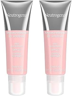 Neutrogena MoistureShine Lip Soother Gloss with SPF 20 Sun Protection, High Gloss Tinted Lip Moisturizer with Hydrating Glycerin and Soothing Cucumber for Dry Lips, Gleam 40, 35 oz (Pack of 2)