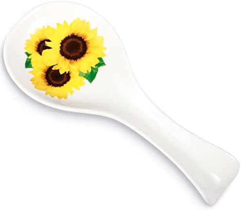 Fall Spoon Rest Sunflower Spoon Holder for Stove Top Ceramic Kitchen Utensil Holder Yellow Decoration Gift for Summer Fall Kitchen Accessories Christmas Housewarming Gift Decoration for Coffee Bar