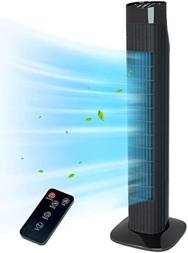 Tower Fan for Bedroom, 80 Oscillating With Remote, 7.5H Timer, 3 Speeds, Standing Bladeless Cooling Fan for Room Office 32 Inch