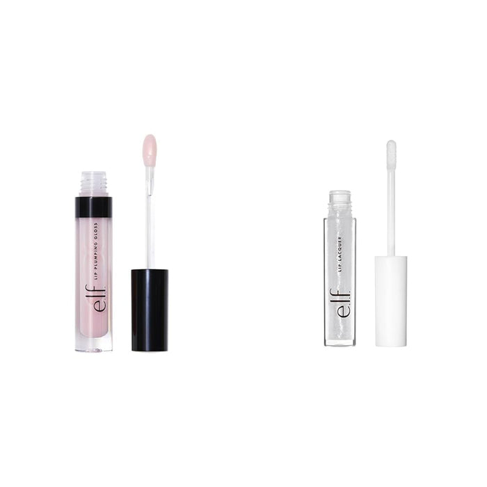 e.l.f. Lip Plumping Gloss, 0.09 Fl Oz & Lip Lacquer, 0.08 Fl Oz - Pink Paloma & Bubbles Lip Color Duo