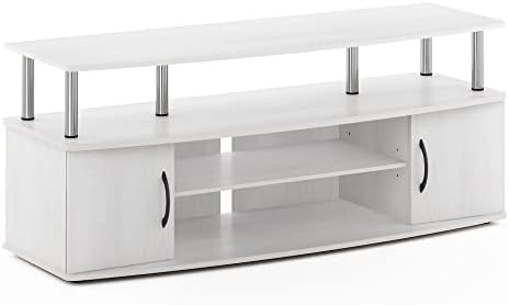 Furinno JAYA Large Entertainment Stand for TV Up to 55 Inch, White Oak/Chrome