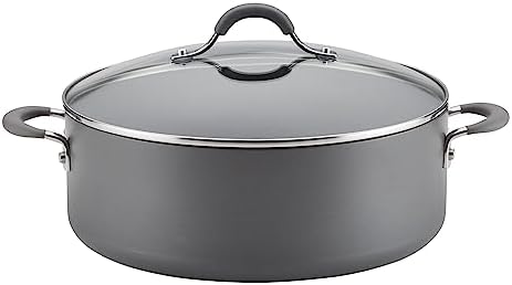 Circulon 83908 Radiance Hard Anodized Nonstick Stock Pot/Stockpot with Lid - 7.5 Quart, Gray