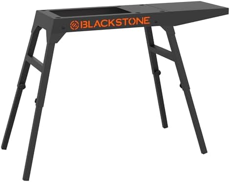 Blackstone 5013 Collapsible 17” and 22” Tabletop Griddle Stand with Adjustable Legs and a Removable Side Shelf, Powder Coated Steel, Black