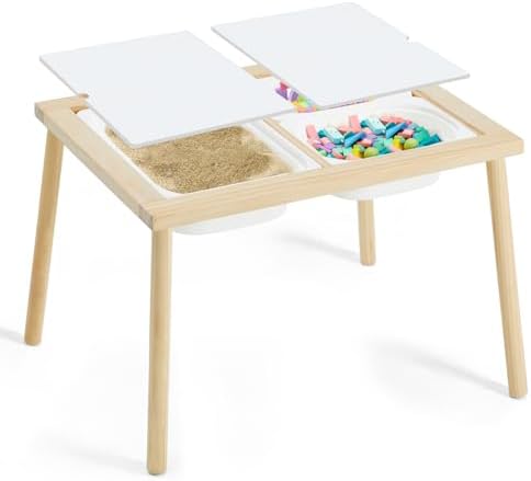 Sensory Table for Toddlers 1-3, Kids Table with 3 Storage Bins Writable Lids, Sensory Activity Table, Play Sand Table for Indoor Outdoor