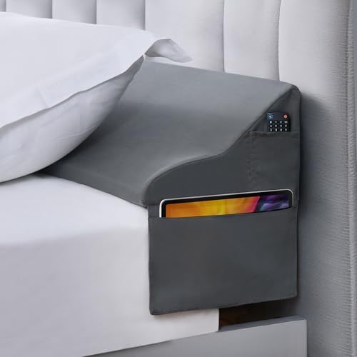 Queen Size Bed Wedge Pillow for Headboard, Wedge Gap Filler for Better Sleep Height, Triangle Pillow Wedge Filling for 0-5.5" Headboard Gap(60"x11"x7") Grey