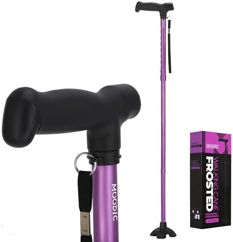 Extended Handle Walking Cane for Men & Women, Solid Base Foldable Canes (Purple)
