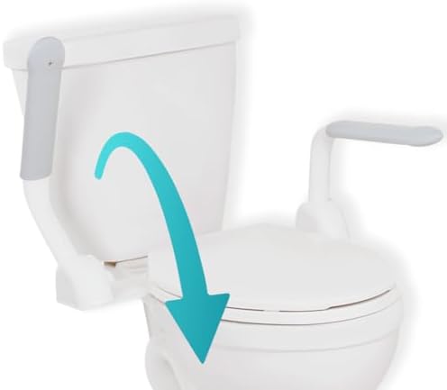 Vive Toilet Safety Rail with Handles - Handicap Grab Bar Riser Safety Frame for Elderly, Handicap, Seniors, Disabled - Bathroom Assistance Seat Support Product - with Raised Flip-Up Arms