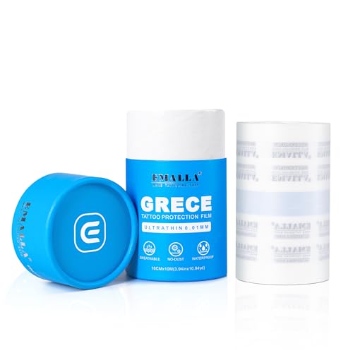 Emalla GRECE Tattoo Aftercare Bandage, Waterproof Second Skin Tattoo Cover Up Tape Patch 4" x 11 Yards Roll Flexible Aftercare Bandage for Healing Skin 0.01mm Protection Film