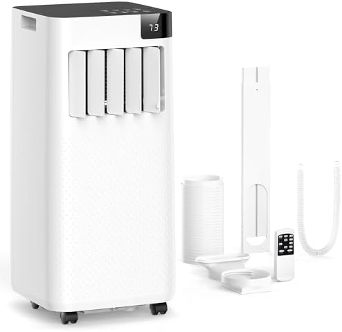 ZAFRO 10,000 BTU Portable Air Conditioners, 4 Modes Portable AC Unit with Fast Cooling/Energy Efficient/Remote/24Hrs Timer for Bedroom/Dorms/Indoor Rooms, White