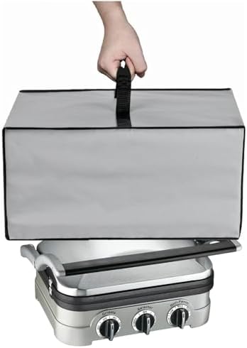 Heavy-Duty Dust Cover Compatible with Cuisinart Griddler GR-4NP1, GR-5BP1, GR-11, GR-6S | Waterproof, Bite-Resistant, Foldable Protector with Handles (Gray)