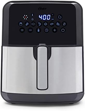 Oster DiamondForce Nonstick XL 5 Quart Digital Air Fryer, 8 Functions with Digital Touchscreen Stainless Steel