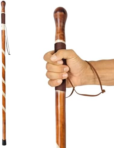 Vive Wooden Walking Stick - Willow Cane for Seniors Hiking & Balance - Heavy Duty Carved Twisted Wood Sticks for Men & Women - Stylish Support Pole for Outdoor Trekking & Weight Bearing