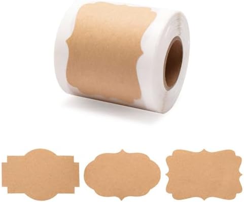 300 Pcs 2" x 3" Kraft Label Stickers Tags Name Labels Sticker Self-Adhesive Blank Stickers,Christmas Holiday Present Stickers，for Mason Jars,Craft Decorations,Envelope Labels